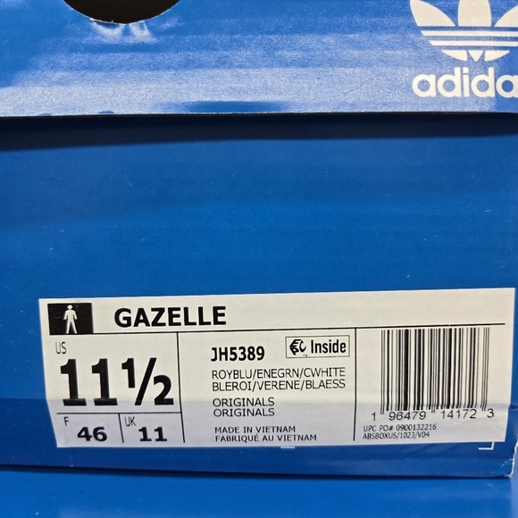 New Adidas Gazelle \'Royal Blue Energy Green\' JH5389 Men\'s Shoes Size 11.5 main image 8